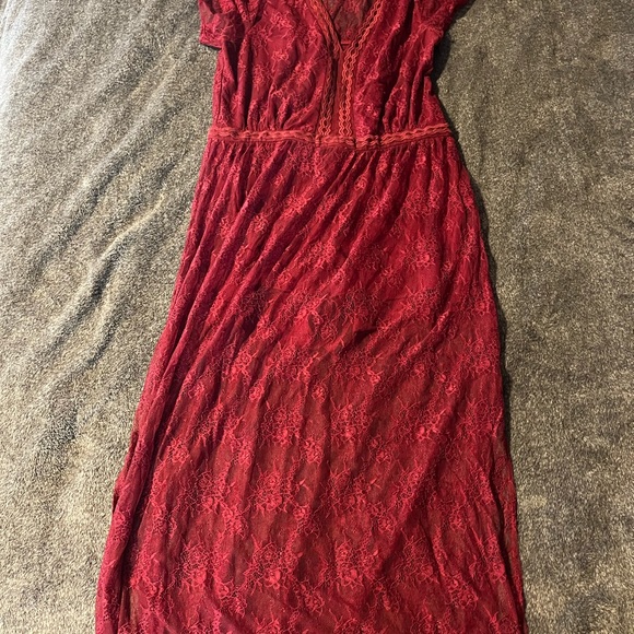 Maroon Romper with Lace Overlay - Picture 4 of 4